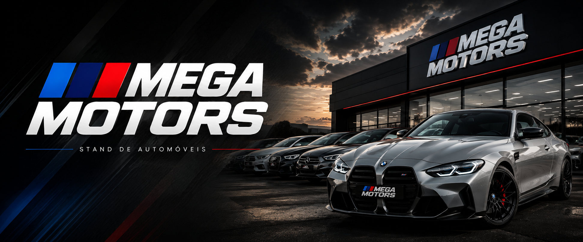 Stand MegaMotors Auto em Paredes com viaturas em exposição